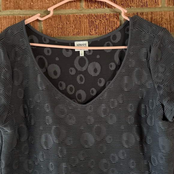 Armani Collezioni Gray Patterned Basic Short Sleeve Shirt Size Large - Picture 2 of 7